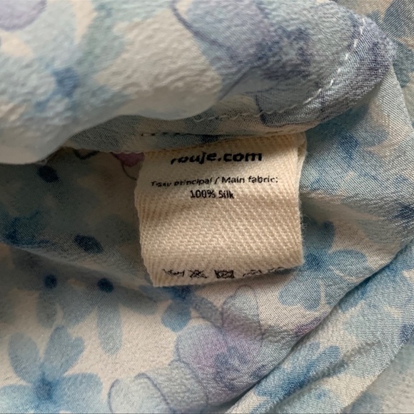🐳ROUJE Monique Blue Floral Silk Dress - Picture 4 of 7